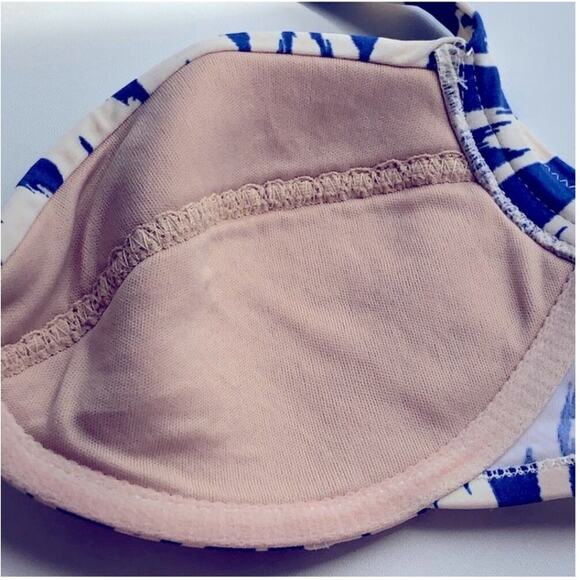 J. Crew Blue & White Underwire Bikini Top 34C – Sweetheart Halter EUC - Picture 14 of 15